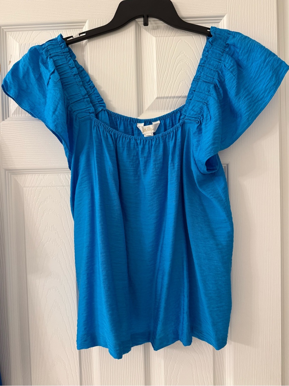 Lilly Pulitzer Bright Turquoise Flutter Sleeve Top